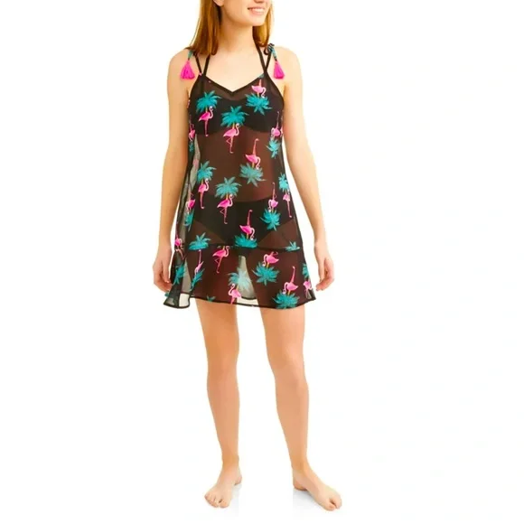 No Boundaries Juniors' Tassel Tie-Shoulder Swim Cover-Up Dress, Girl's, Size: Medium, Blue No Boundaries Juniors' Tassel Tie-Shoulder Swim Cover-Up Dress, Girl's, Size: Medium, Blue